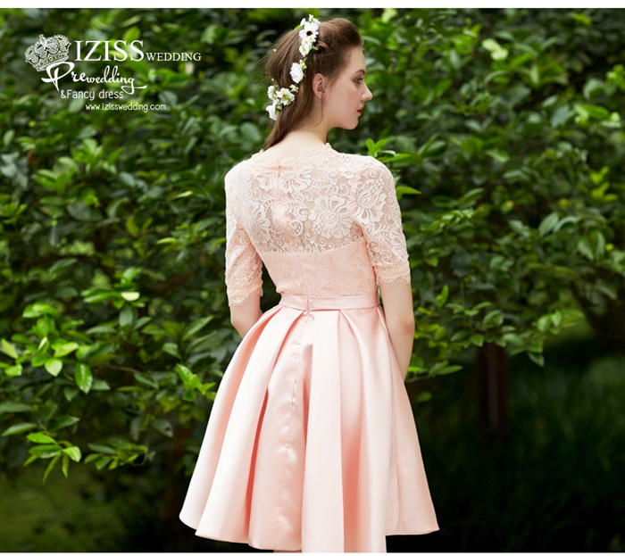 ฺBM0123 - พรีออเดอร์ ชุดเพื่อนเจ้าสาวราตรีสั้นสีส้มโอโรส น่ารักมากๆค่ะ