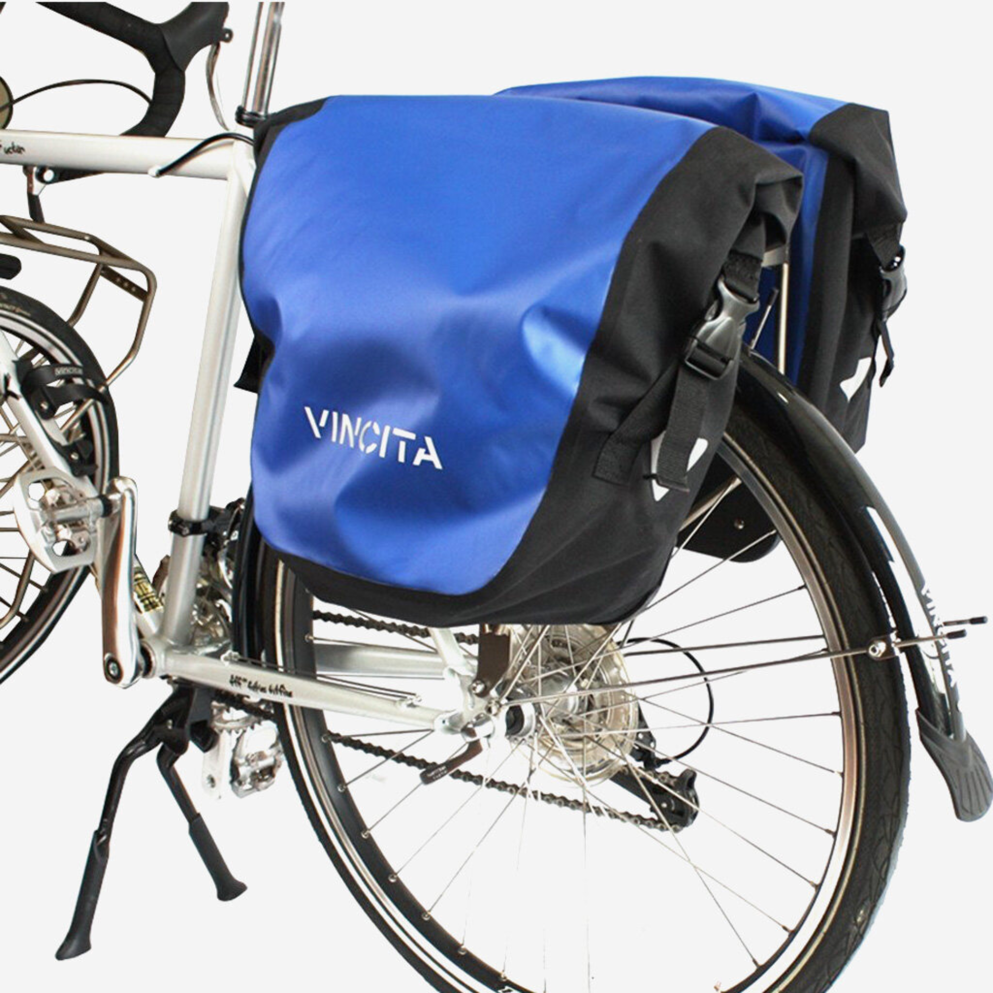 VINCITA B060WP — กระเป๋าจักรยานแพนเนียร์เดี่ยวฝาม้วน (คู่หลัง, 2 ใบ)