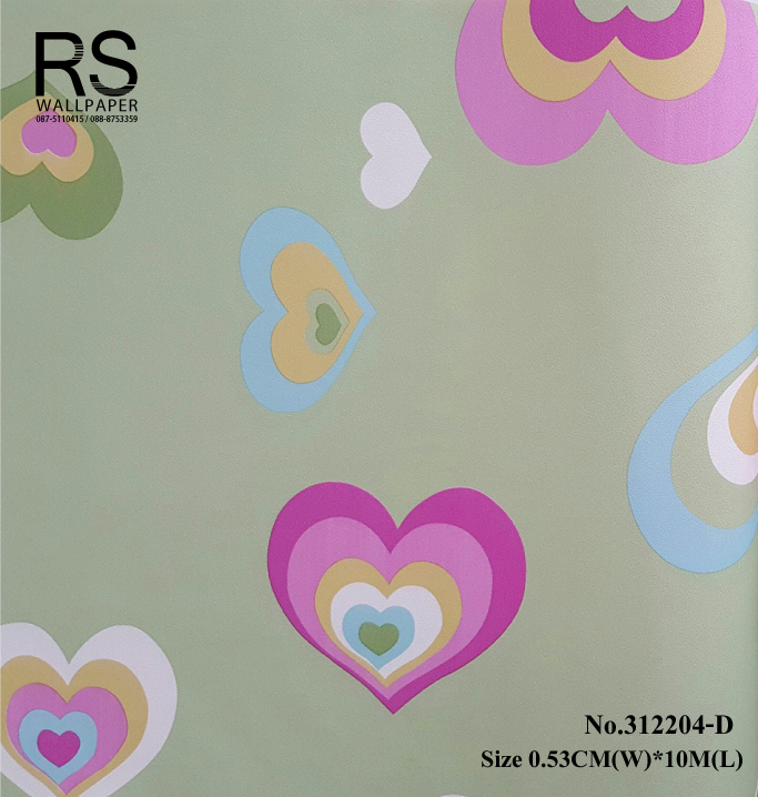 วอลเปเปอร์ ล้างสต๊อกรูปหัวใจ สีพื้นเขียว 312204-D