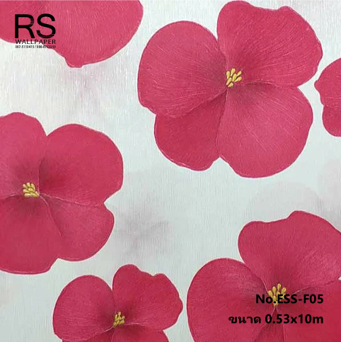 วอลเปเปอร์ลายดอกไม้สีแดง พื้นสีขาว No.ESS-F05