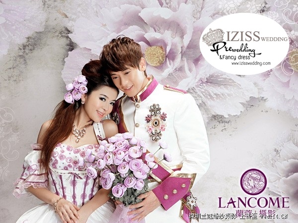 PW183 - Pre order ชุดคู่ถ่ายพรีเวดดิ้ง (prewedding dress) & ชุดแต่งงานแฟนซี (Fancy wedding dress)ชายหญิง "ธีมสีขาวม่วง"