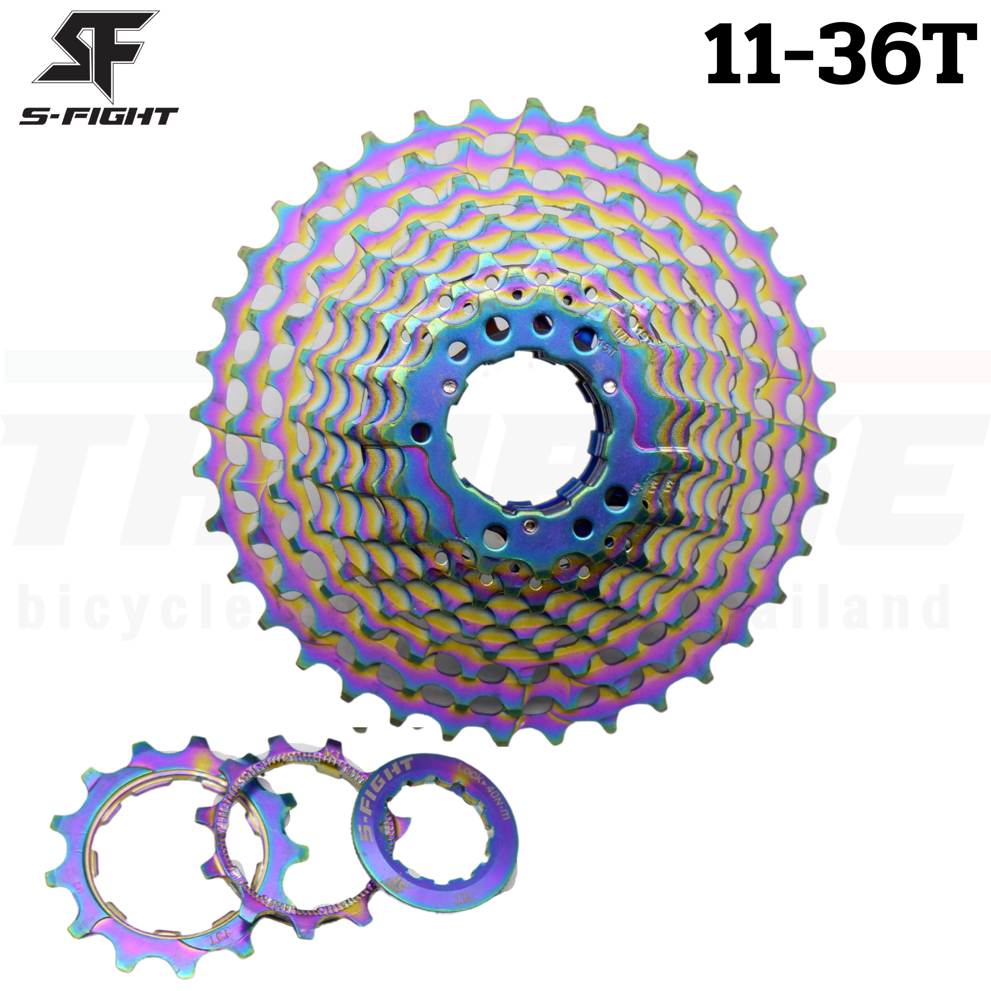 เฟืองจักรยานตัวเบา S-FIGHT Aluminium สี Anodized สุด High-End 11SPD 11-28/32/34/36