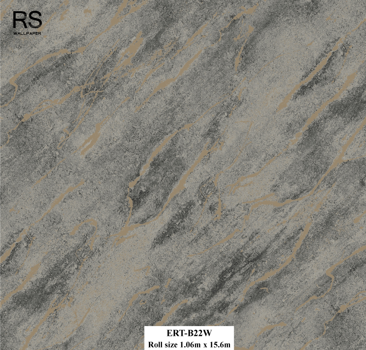 วอลเปเปอร์ ลายหินอ่อนสีดำ-ทอง ERT-B22W