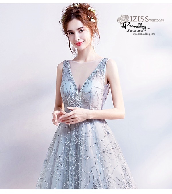 DL013 - **พรีออเดอร์** ชุดราตรี เดรสยาวออกงาน (Night party dresses) ชุดไปงานแต่งงานสวยๆ "ธีมสีเงิน"
