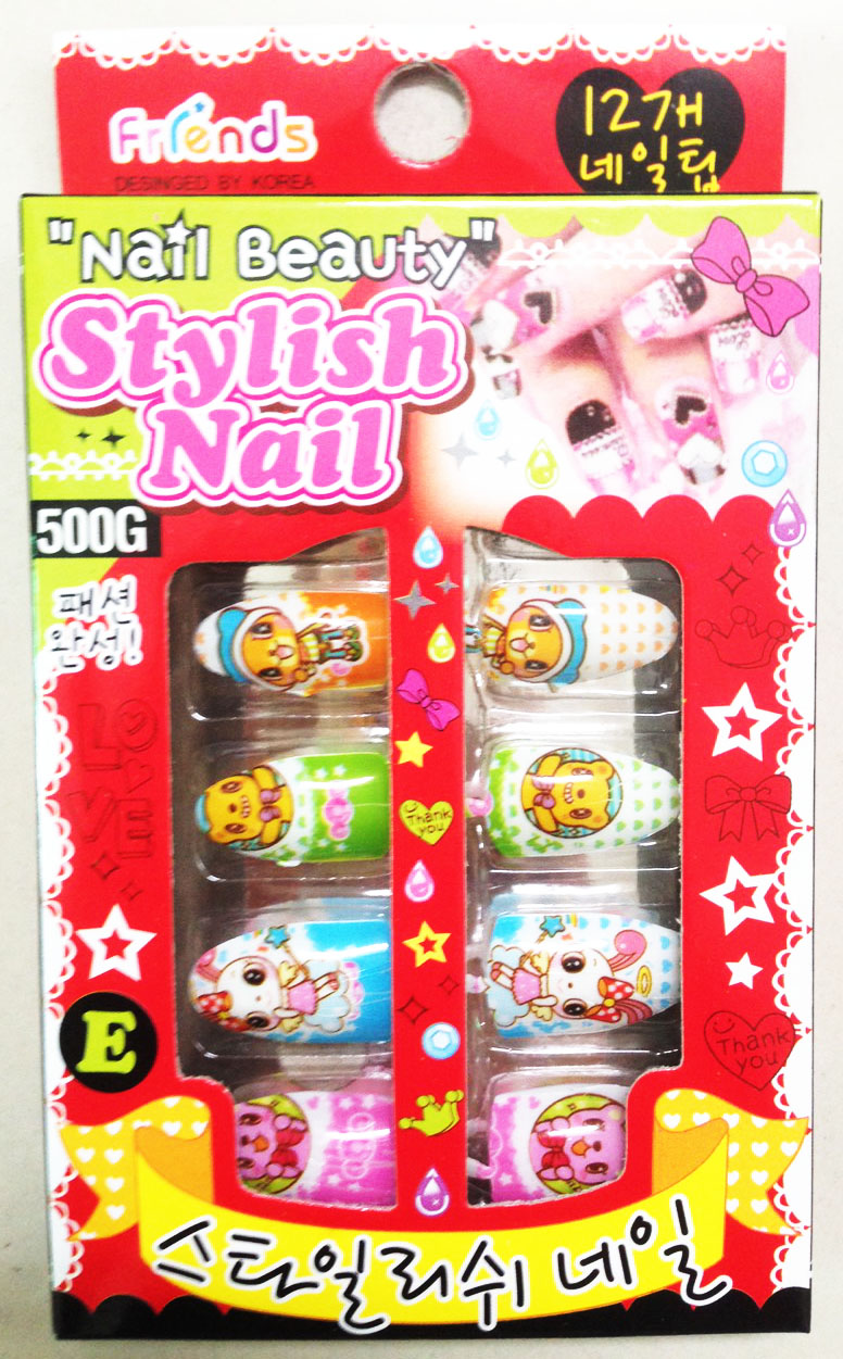 เล็บปลอมการ์ตูนกล่องเกาหลี (เล็ก)