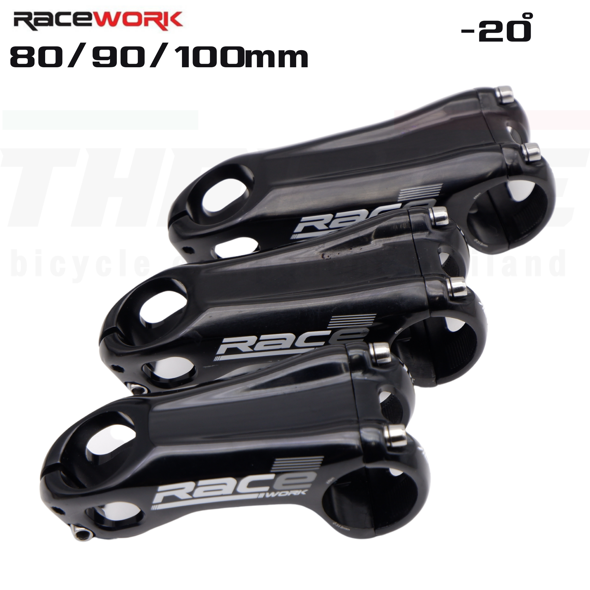 สเต็มอลูมิเนียมใส่จักรยาน เสือภูเขา เสือหมอบ ขนาด +-20 องศา RACEWORK 80 90 100mm