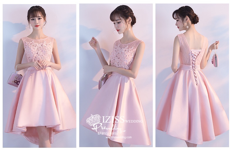 DS028 - **Pre order** ชุดราตรี เดรสสั้นออกงาน (short dresses) ชุดไปงานแต่งงานสวยๆ "ธีมชมพู"