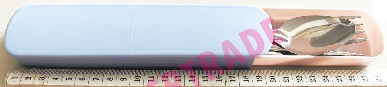 ชุดช้อนส้อมตะเกียบกล่องพกพา 20 ซม.