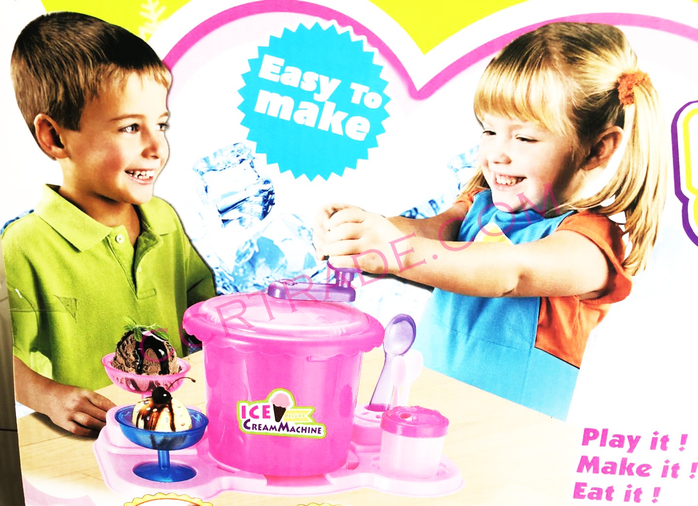 เครื่องทำไอศครีม+อุปกรณ์ครบชุดกล่อง 35 ซม.(ใช้งานได้จริง)(1x2)