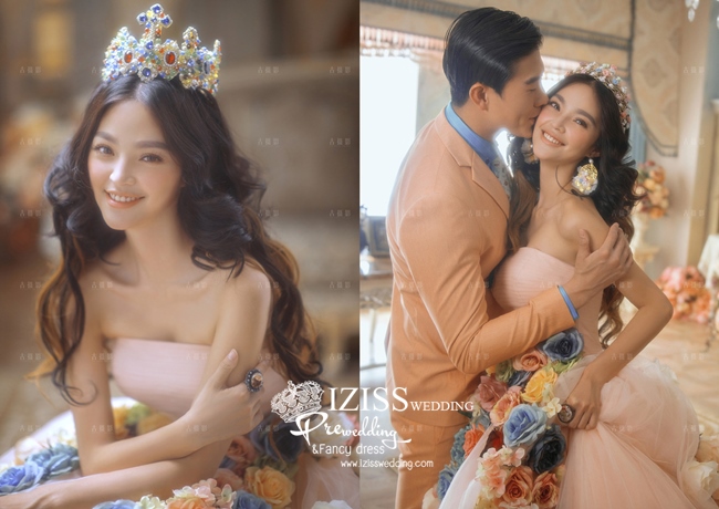 PW348-**พรีออเดอร์ค่ะ**ชุดคู่ถ่ายพรีเวดดิ้ง (prewedding dress) & ชุดแต่งงานแฟนซี (Fancy wedding dress)ชายหญิง "ธีมสีฟ้า"