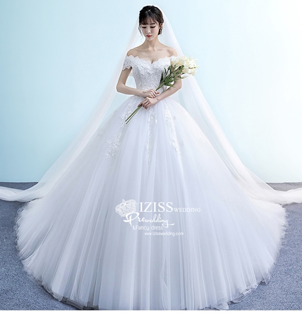 BR311 **พรีออเดอร์**ชุดแต่งงาน&ชุดเจ้าสาวแบบยาวสีขาวเกรดพรีเมี่ยม หรูหราน่ารัก สวยโดดเด่นไม่ซ้ำใคร