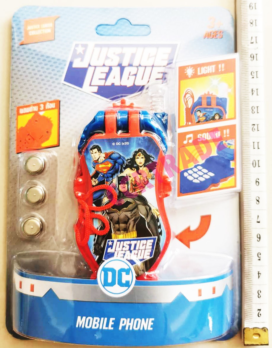 โทรศัพท์ฮีโร่ DC มีเสียง มีไฟแผง 13x19 ซม. (ลิขสิทธิ์แท้)