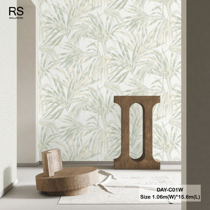 วอลเปเปอร์ลายใบไม้ สีเขียว DAY-C01W