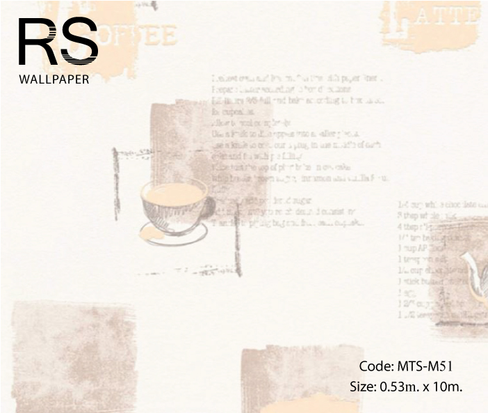 วอลเปเปอร์ลายตัวหนังสือมีถ้วยกาแฟ MTS-M51