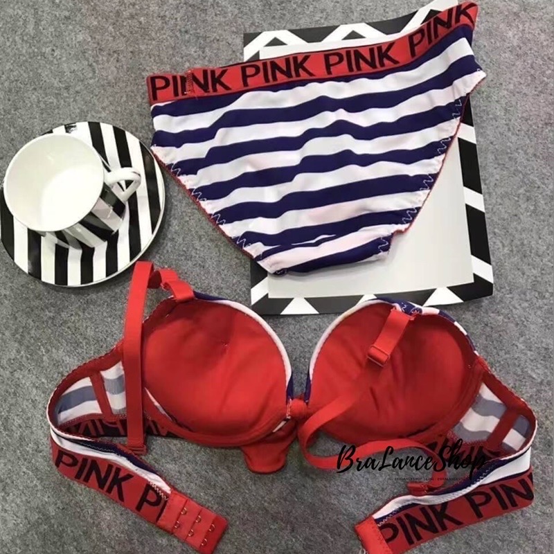 BLS✿939 Setบรา+กกน. ชุดชั้นในแฟชั่นงาน PINK แต่งโบว์สไตล์ญี่ปุ่น