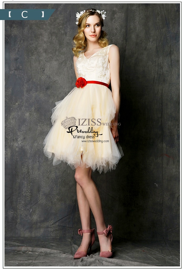 ฺBM0108 - พรีออเดอร์ ชุดเพื่อนเจ้าสาวราตรีสั้นสีครีม สวยมากๆค่ะ