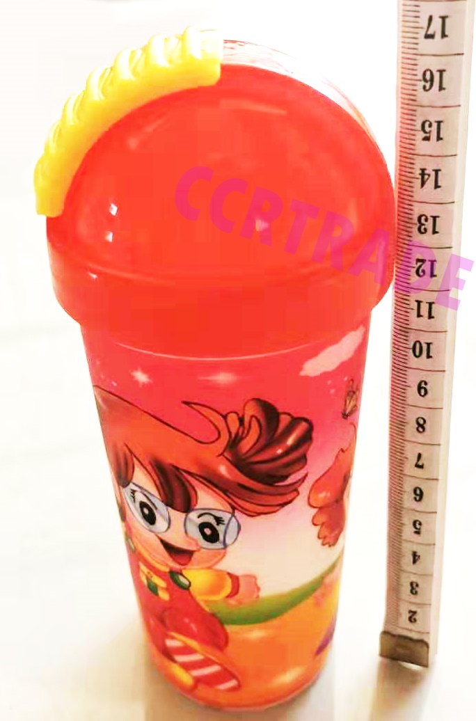 กระติกน้ำการ์ตูน 3 มิติ+หลอด 7x15 ซม.