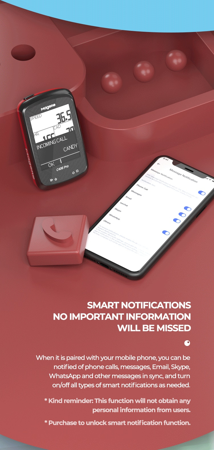 ไมล์จักรยานแบบ Magene C406Pro GPS Bike Computer Speedometer Odometer Cycling Training