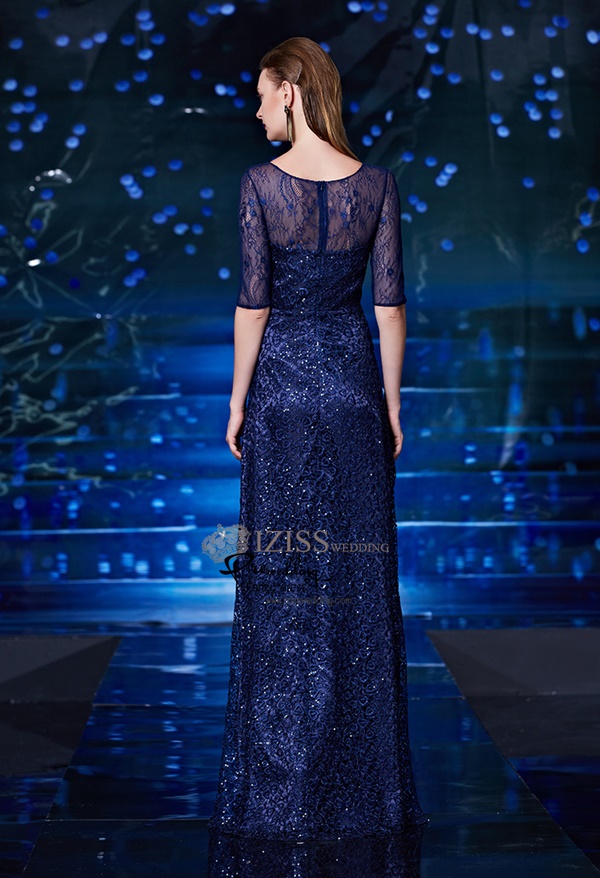 T006**พรีออเดอร์เดรสสีน้ำเงิน**ชุดราตรียาวสีน้ำเงินทั้งชุด แขนสั้น เล่นดีเทลตกแต่งเลื่อมในลูกไม้ ชุดเข้ารูป สวยหรู งานเกรดพรีเมี่ยม ไฮโซมากๆ ค่ะ