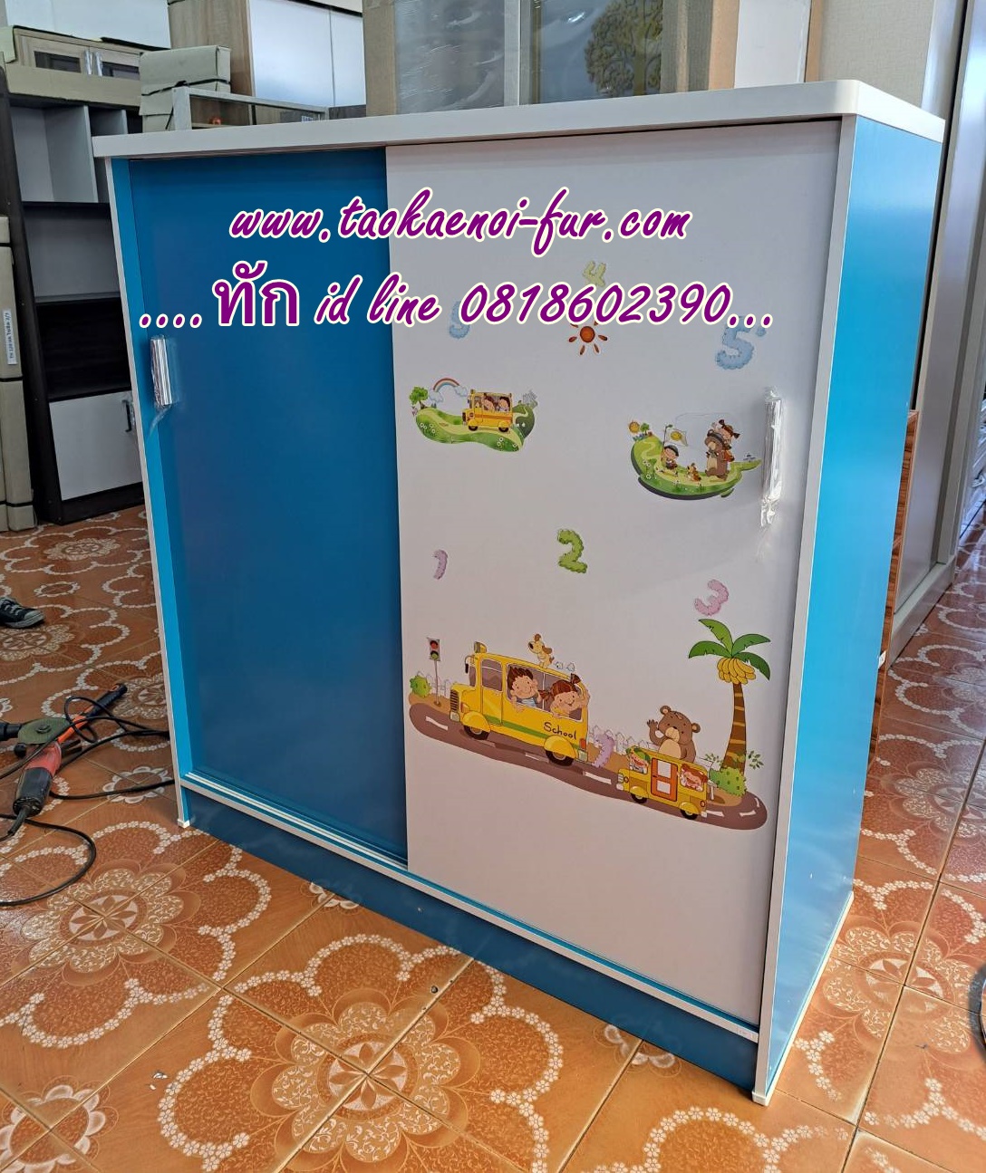 WC-120BM ตู้เสื้อผ้าเด็กบานเลื่อน 120 ซม.