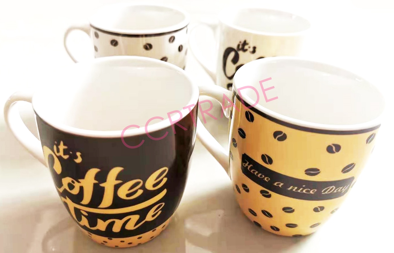 แก้วกระเบื้องทรงสูง มีหู Coffee 7.5x8 ซม.(งานหนา）