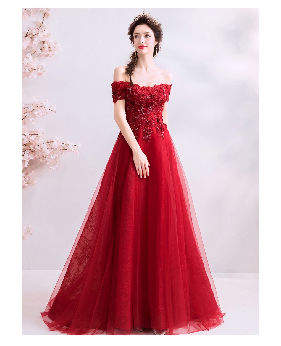 DL106 **พรีออเดอร์** ชุดออกงานสีแดง ชุดราตรี เดรสยาวออกงาน (Night party dresses) ชุดไปงานแต่งงานสวยๆ "ธีมสีแดง"