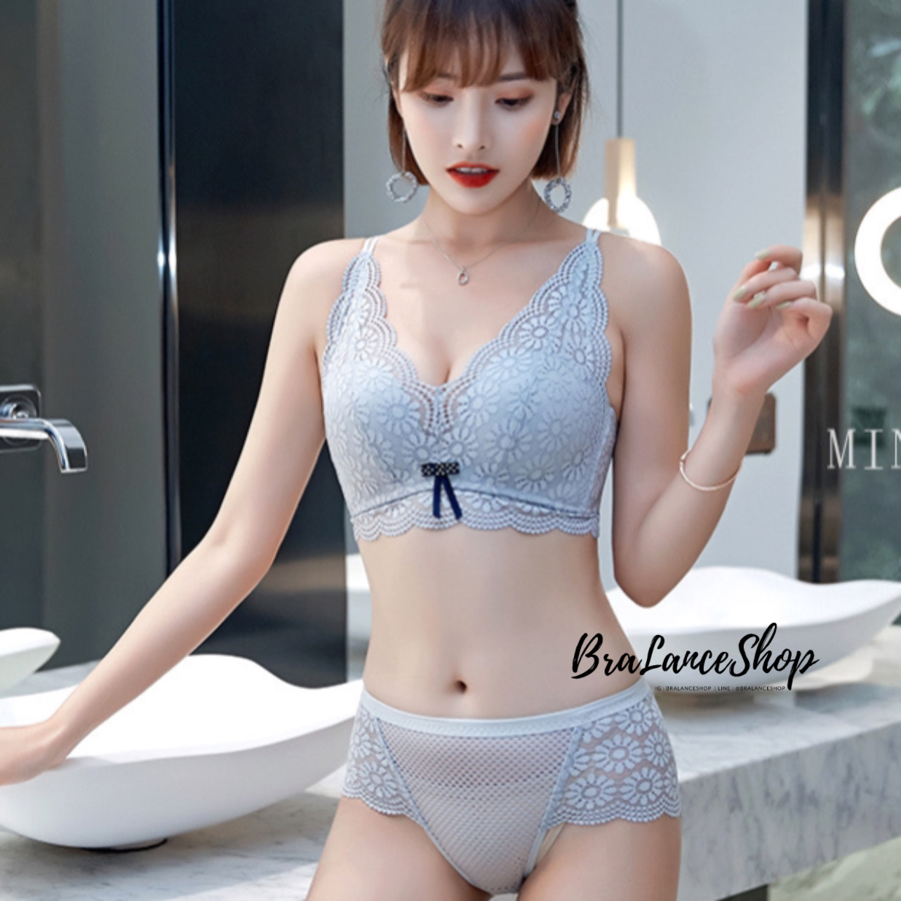 BLS✿1601 Setบรา+กกน. ชุดชั้นในลูกไม้ แต่งสายหลังได้หลายแบบ