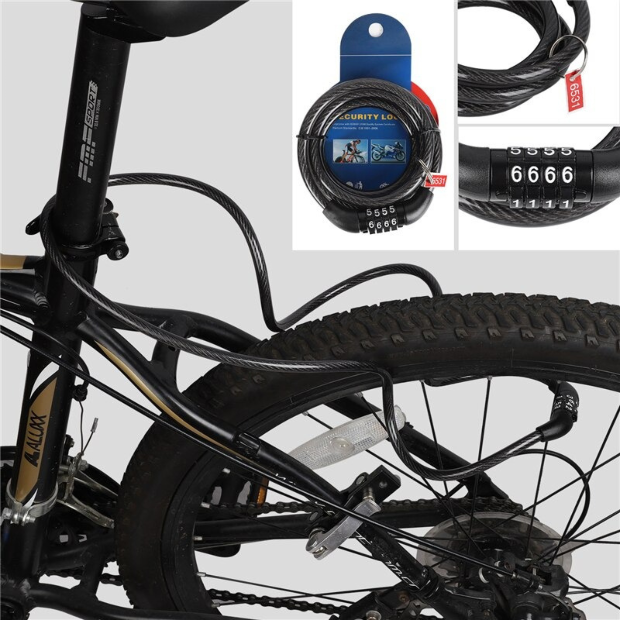 สายล็อคจักรยานพกพา ล็อคหมวกกันน็อค ยี่ห้อ tonyon แบบ 4 รหัส