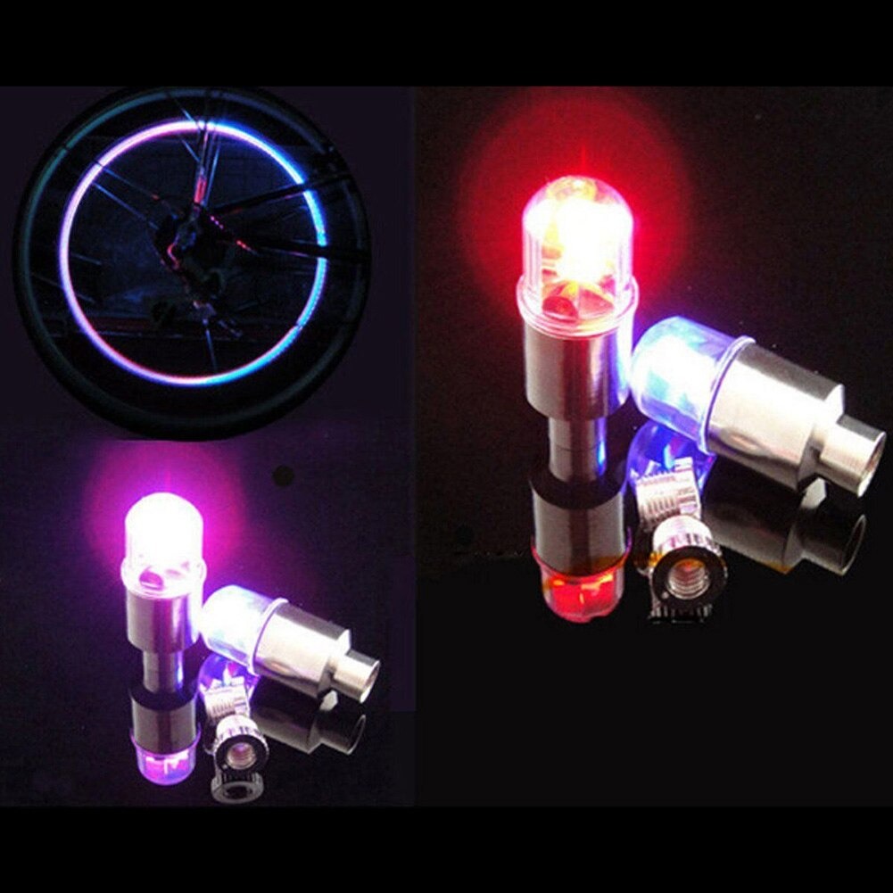 ไฟติดจุ๊บล้อจักรยานไฟสีสลับ ติดอัตโนมัติ LED Tire Valve Dust Cap Spoke Flash Light
