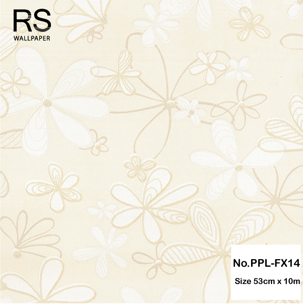 วอลเปเปอร์ลายดอกไม้กราฟฟิค พื้นครีมน้ำตาล No.PPL-FX14