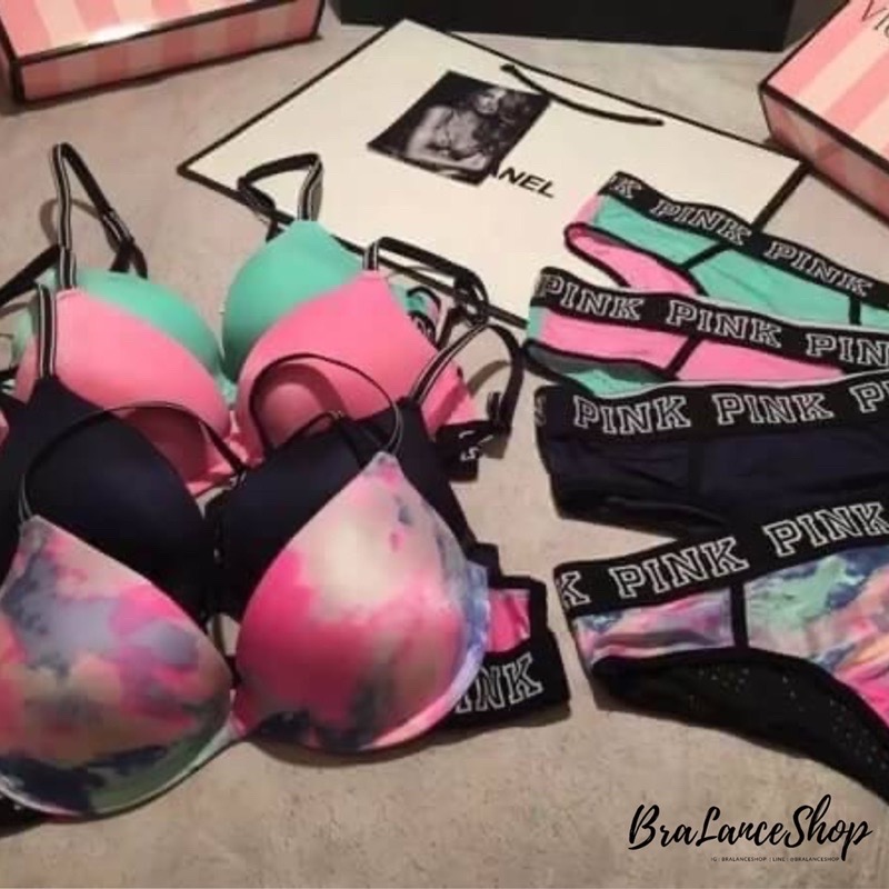 BLS✿377 Setบรา+กกน. ชุดชั้นในสไตล์สปอต Peace In Love งานแท้