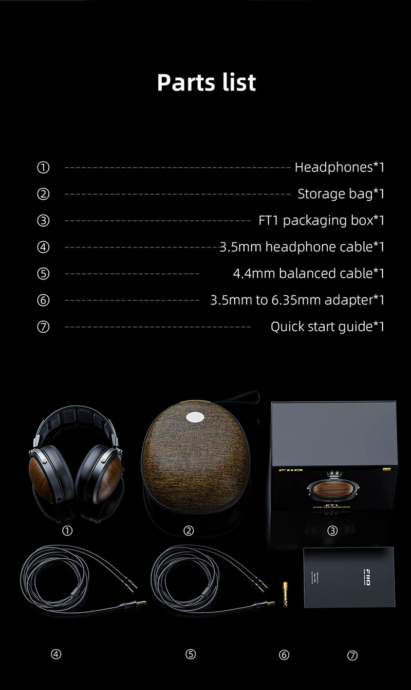FiiO FT1 หูฟัง Headphones ไดรเวอร์ไดนามิก 60มม. ฝาครอบหูฟังไม้วอลนัทอเมริกัน ประกันศูนย์ไทย