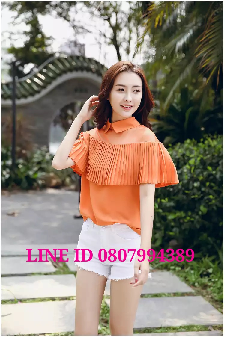 เสื้อชีฟองสไตน์เกาหลีพร้อมส่ง #เสื้อชีฟองแต่งเกล็ดระบายด้านหน้า #เสื้อทำงานเกาหลี #เสื้อสมัครงาน #ชุดสมัครงาน #เสื้อใส่กับผ้าถุง #เสื้อใส่กับผ้าซิ่น