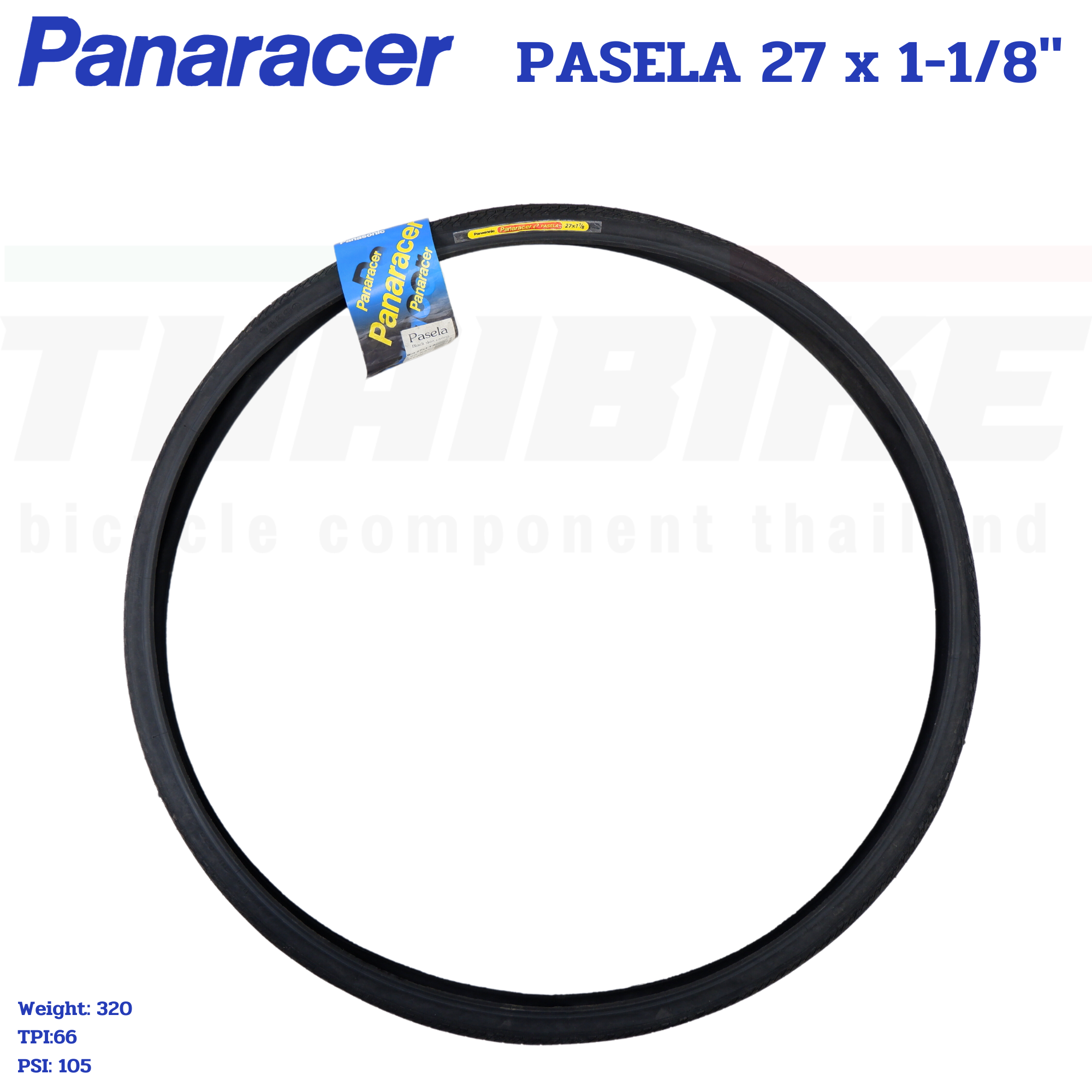 ยางนอกจักรยานขอบลวด Panaracer Pasela 27X1-1/8 แก้มแก้ว แก้มดำ