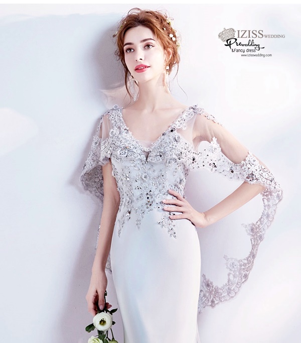 DL047 - **พรีออเดอร์** ชุดราตรี เดรสยาวออกงาน (Night party dresses) ชุดไปงานแต่งงานสวยๆ "ธีมสีเทา"