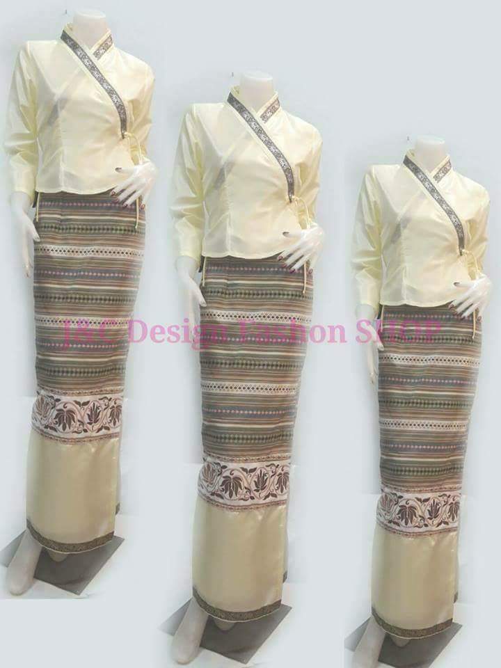 เสื้อผ้าไทยพื้นเมืองสไตน์เจ้านางสีครีม #เสื้อผ้าไหมจีนสีครีม เสื้อ #เสื้อทำงานผ้าไทย #เสื้อผ้าฝ้าย สีครีมปักกุ้นป้ายผูก