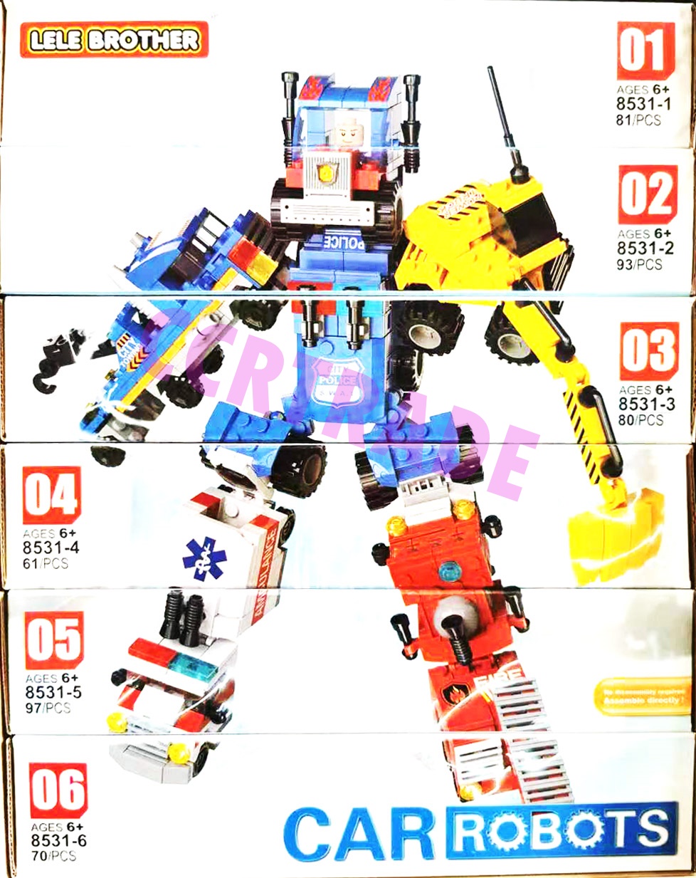 เลโก้หุ่นรถแปลงร่างกล่องจัมโบ้ 15x21 ซม.(1x6)