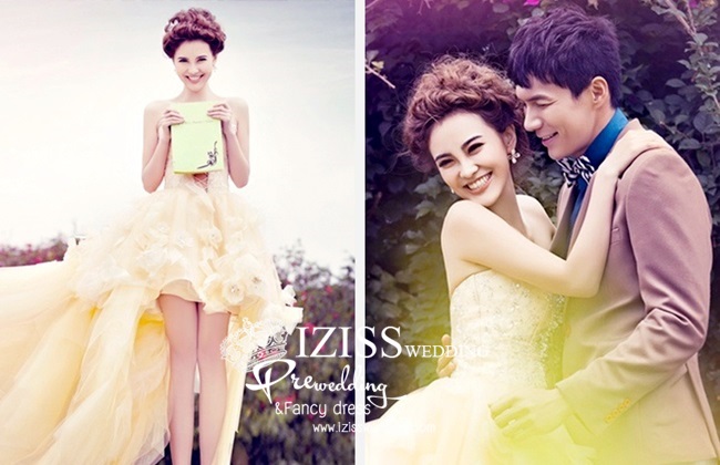 PW130 - Pre order ชุดคู่ถ่ายพรีเวดดิ้ง (prewedding dress) & ชุดแต่งงานแฟนซี (Fancy wedding dress)ชายหญิง "ธีมสีเหลือง-น้ำตาล"