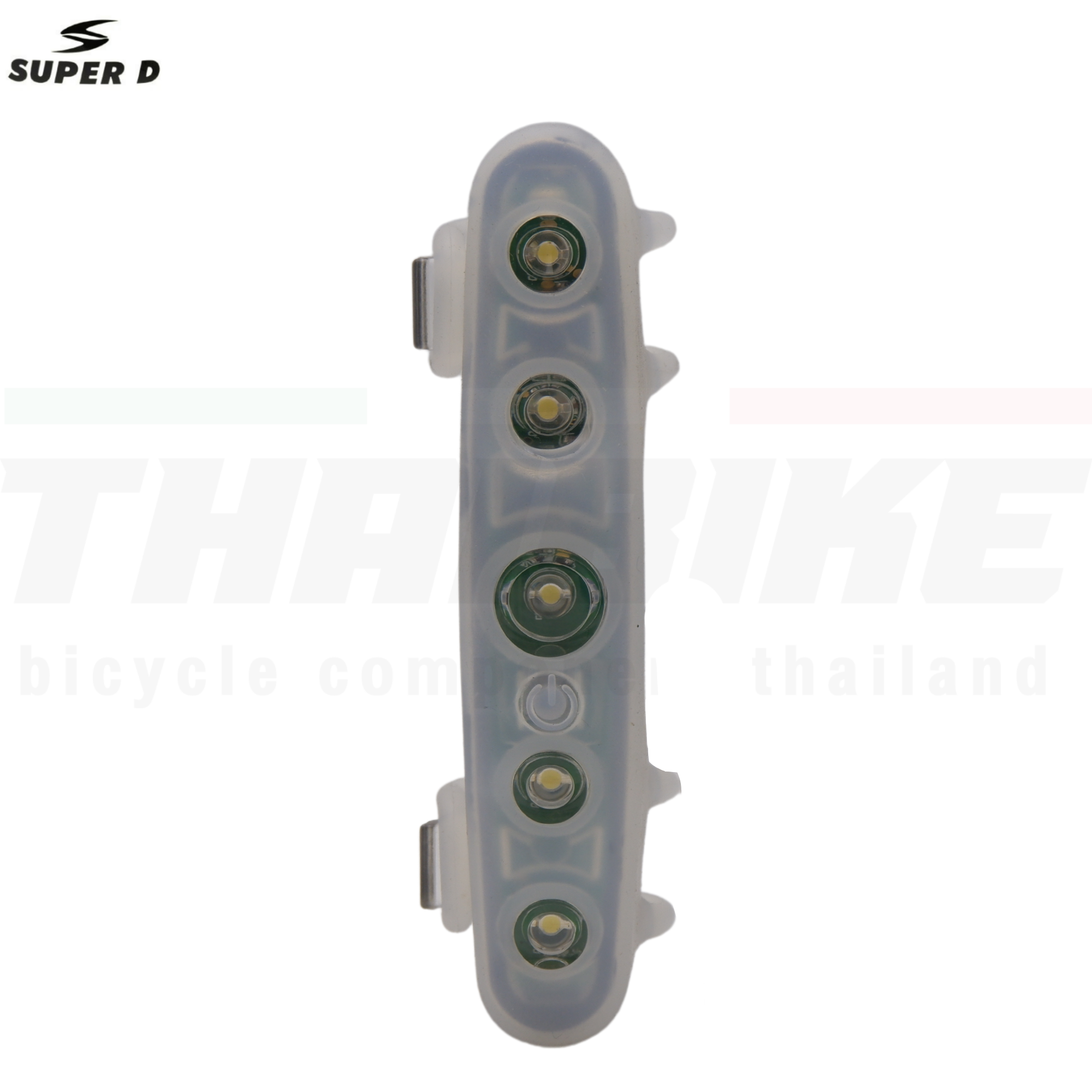 ไฟท้ายจักรยาน SUPER D แบบซิลิโคน กันน้ำ ใช้ถ่าน(แพ๊คถุง OPP)