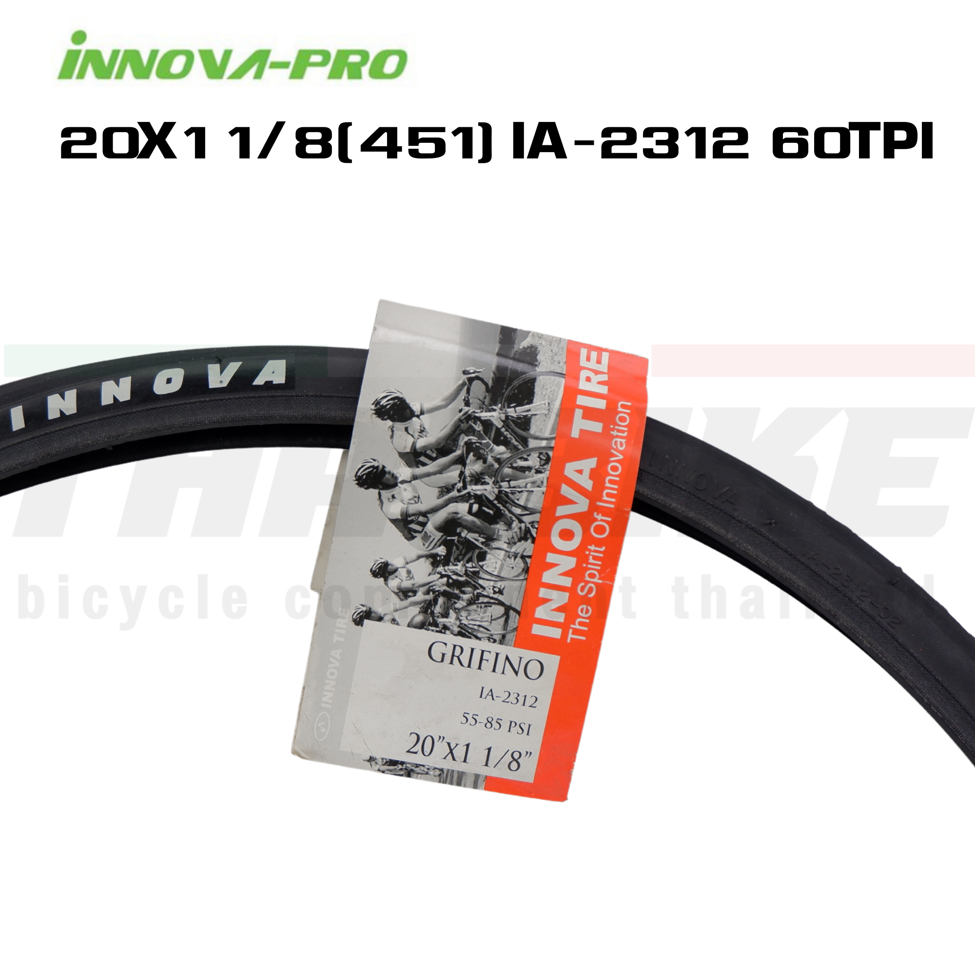 ยางนอกจักรยาน INNOVA ขอบลวด รุ่น GRIFINO 20X1 1/8(451) IA-2312 60TPI