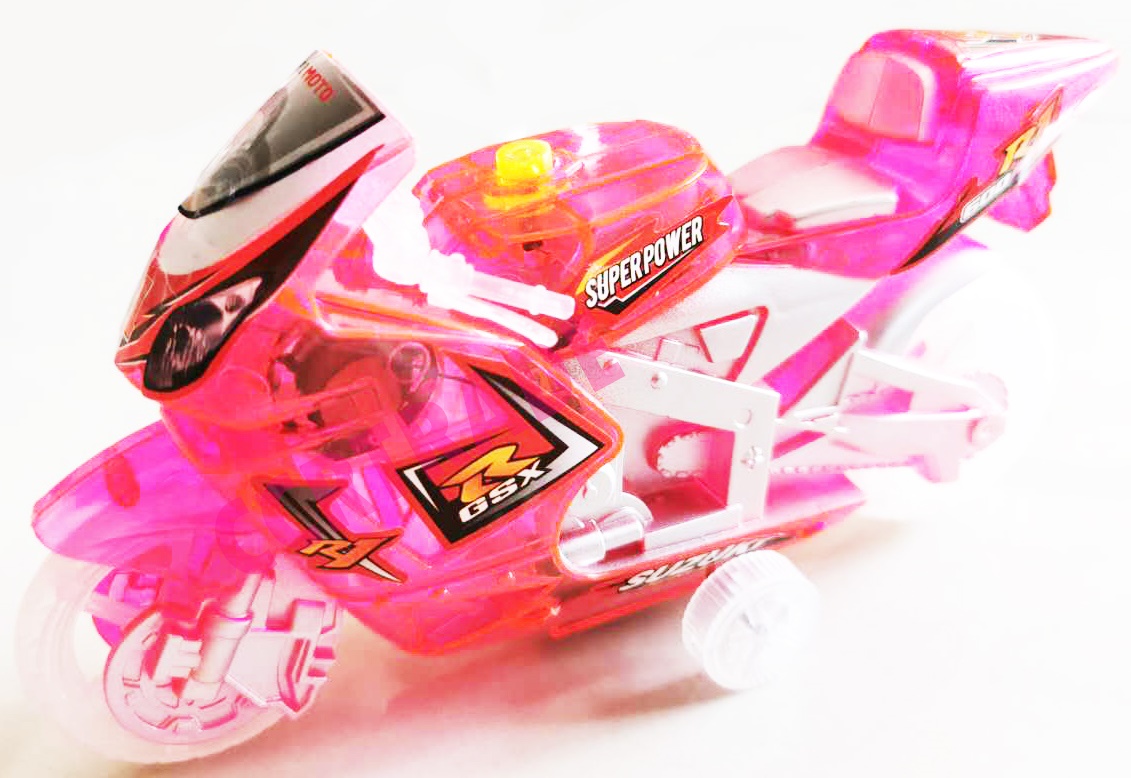 รถมอเตอร์ไซด์ มีเสียง มีไฟถุง PVC 21.5 ซม.(มีถ่านในตัว)