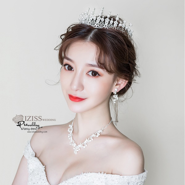 AC001 **พรีออเดอร์**เทียร่า มงกุฎเพชร ต่างหู สร้อยคอเจ้าสาว ชุดเครื่องประดับเจ้าสาวสวยหรูดุจเจ้าหญิง