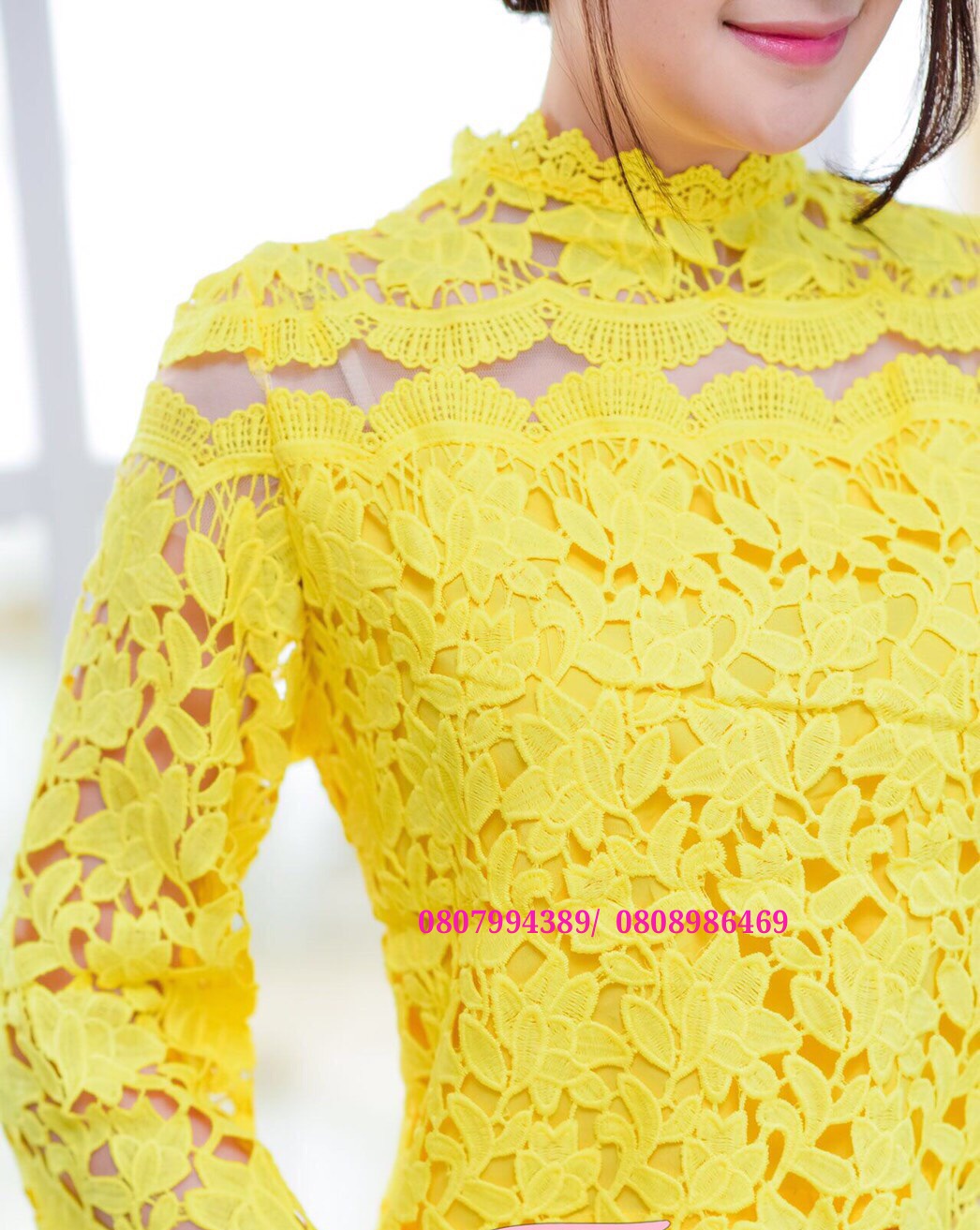 เสื้อลูกไม้สไตน์เกาหลีสีเหลือง เสื้อลูกไม้สไตน์วัยรุ่นสีเหลือง เสื้อใส่ผ้าซิ่น เสื้อลูกไม้แขนยาว5 ส่วน เสื้อลูกไม้ใส่กับผ้าถุงสีเหลืองสวยๆ