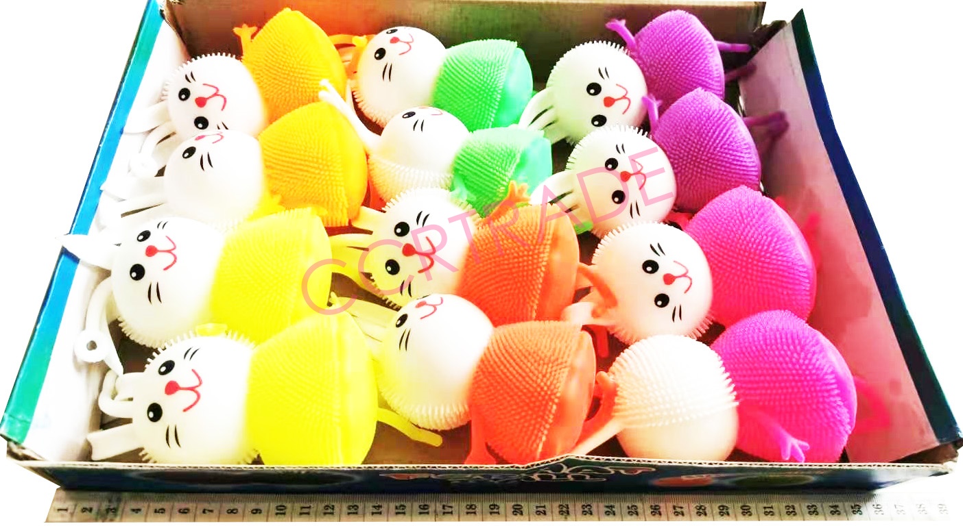 กระต่ายเด้งสีสด มีไฟถาด 17 ซม.