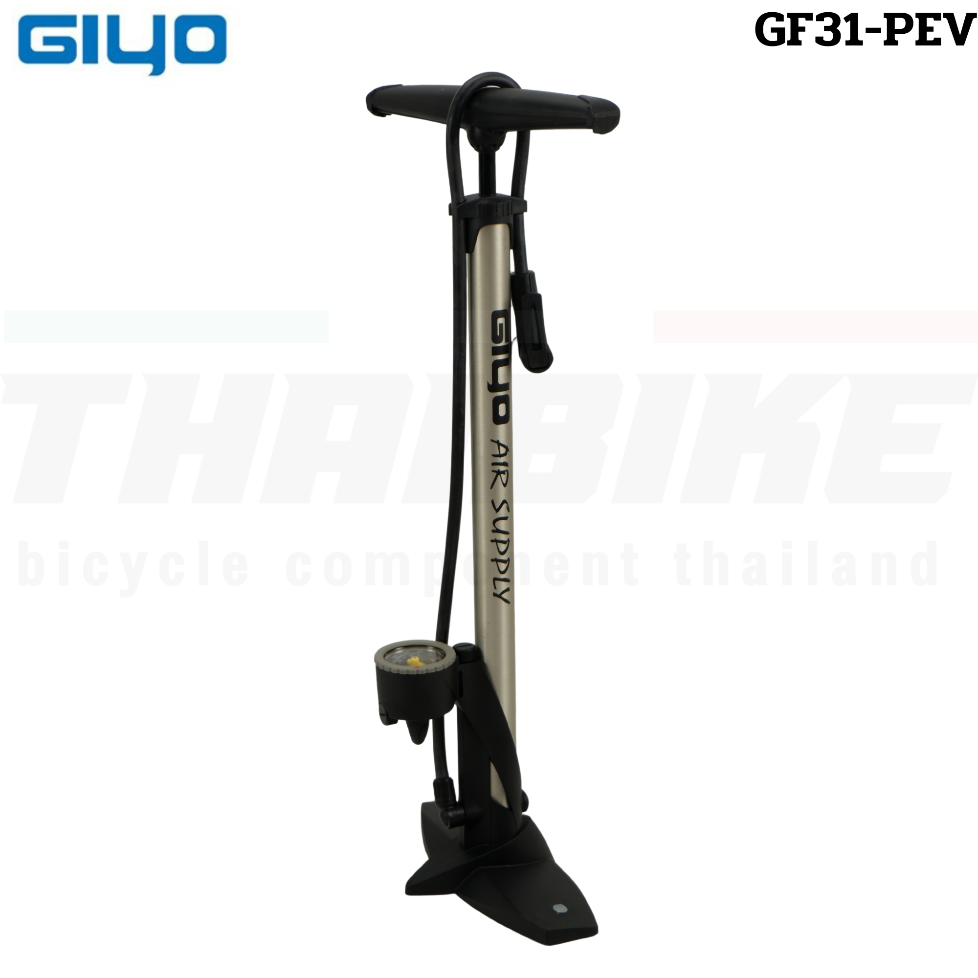 สูบจักรยานแบบตั้งพื้น GIYO GF-31PEV 160PSI สูบได้สองหัว สูบตั้งพื้น