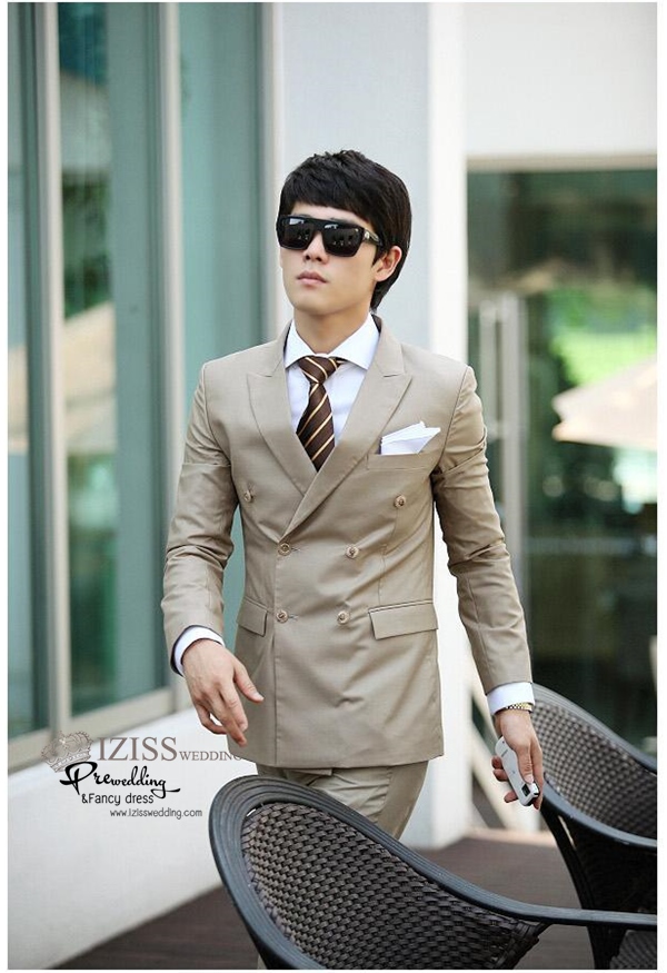 ST057- **พรีออเดอร์**สูทผู้ชายสีน้ำตาล แขนยาว แบบ 4 กระดุม พร้อมกางเกง ชุดสูทเจ้าบ่าว สูทแฟนซี ถ่ายพรีเวดดิ้ง & ชุดแต่งงานแฟนซี (Fancy wedding dress) สูทผู้ชายสีน้ำตาล