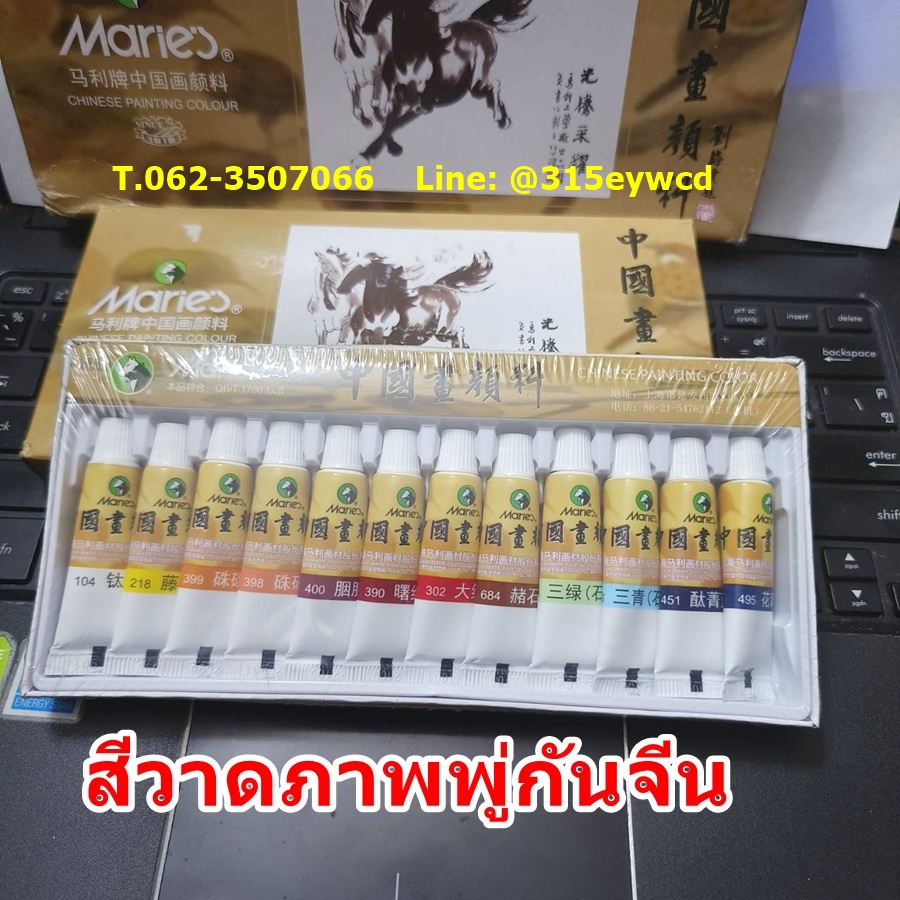 สีวาดภาพจีน Maries 5ml 12สี