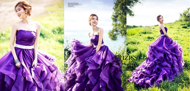 PW405- **พร้อมส่ง**ชุดคู่ถ่ายพรีเวดดิ้ง (prewedding dress) & ชุดแต่งงานแฟนซี (Fancy wedding dress)ชายหญิงสไตล์เจ้าชายเจ้าหญิง "ธีมสีม่วง"