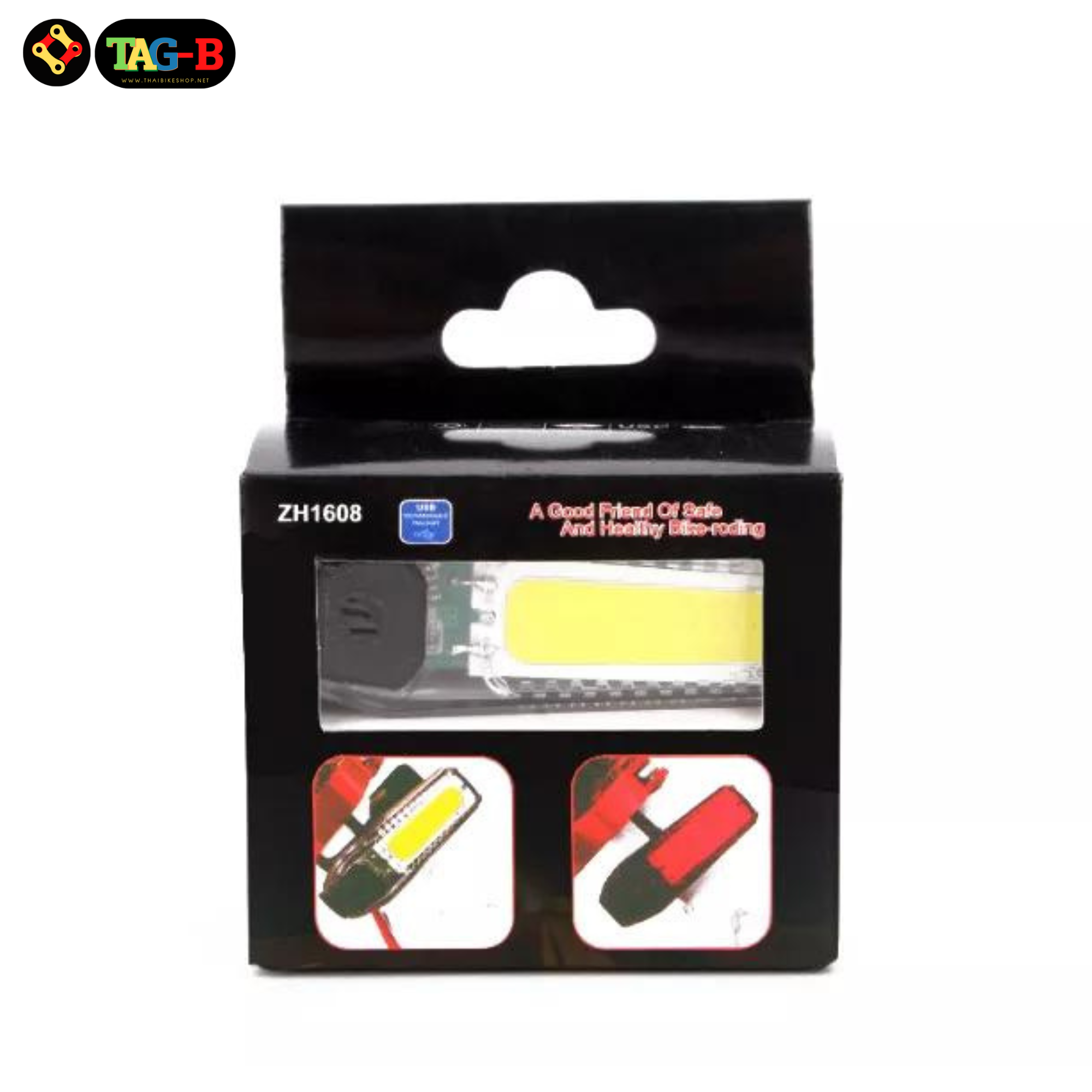 ไฟท้ายจักรยานชาร์จ USB ติดกระเป๋าได้ รุ่น ZH1608