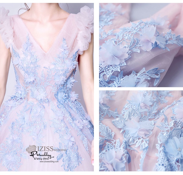 DL022 - **พรีออเดอร์** ชุดราตรี เดรสยาวออกงาน (Night party dresses) ชุดไปงานแต่งงานสวยๆ "ธีมสีชมพูฟ้า"